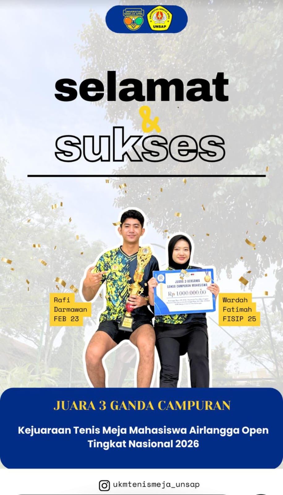 Kejuaraan Tenis Meja Mahasiswa Airlangga Open Tingkat Nasional 2026